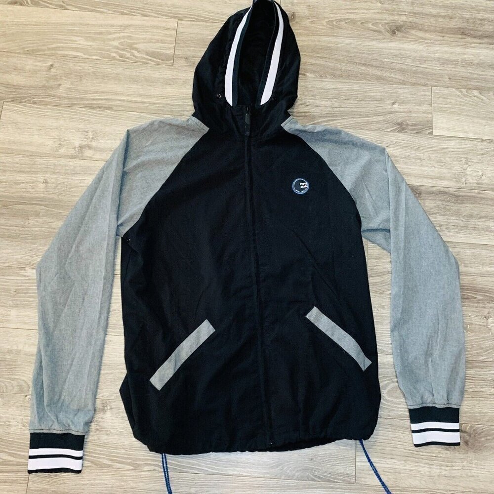 Billabong‎ Jacket Mens Large Black Grey Hooded Stretch Full Zip Platinum X